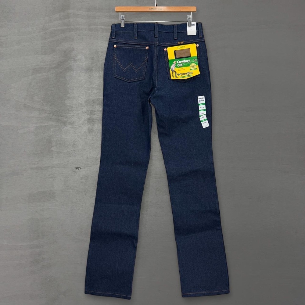 NEW Wrangler Cowboy Cut 936 Slim Fit Jeans Dark Wash Indigo Rigid 31 x 36